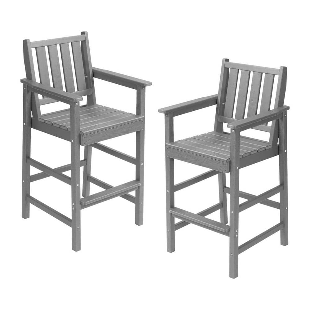 Smoke Gray 2-Pack HDPE Adirondack Tall Bar Stools with Footrest for Patio price history on PriceWatchPro
