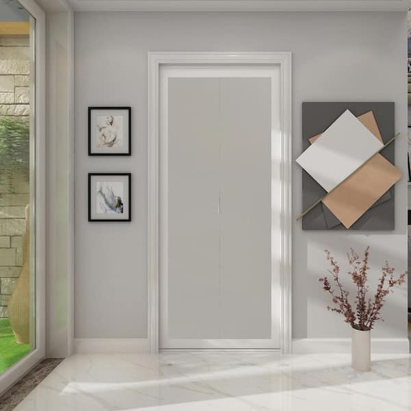 Colonial Elegance 36 in. X 80.5 in. 1 Lite Indoor Studio MDF White Frame with Frosted Glass Interior Bi-Fold Closet Door