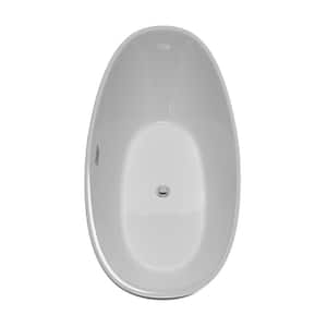 Dorrit 66 in. L x 32 in. W Soaking Bathtub with Center Drain in White/Polished Chrome Trim