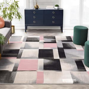 Good Vibes Blush Pink 9 ft. 3 in. x 12 ft. 6 in. Louisa Modern Geometric Area Rug