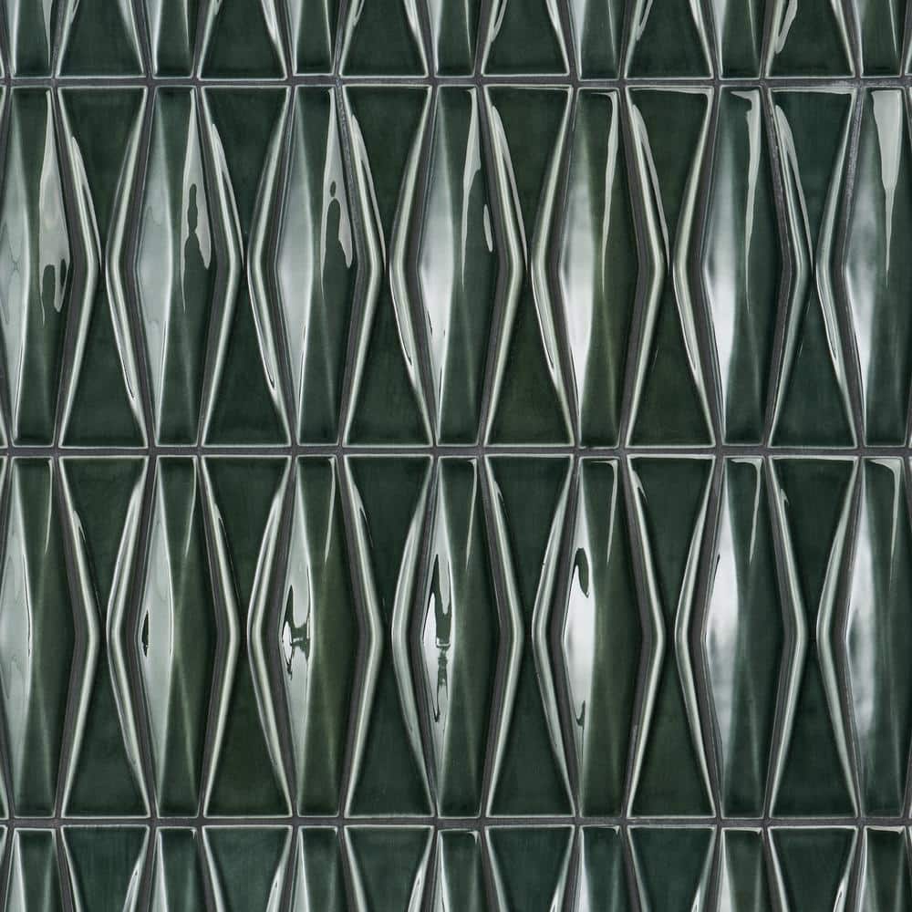 Deep Emerald Glossy Ceramic Mosaic Tile for Walls