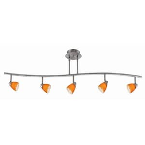 4 ft. 5-Light Hard Wired Track Lighting Kit with Adjustable Heads, Round Back Head, Silver, Bulbs Not Include