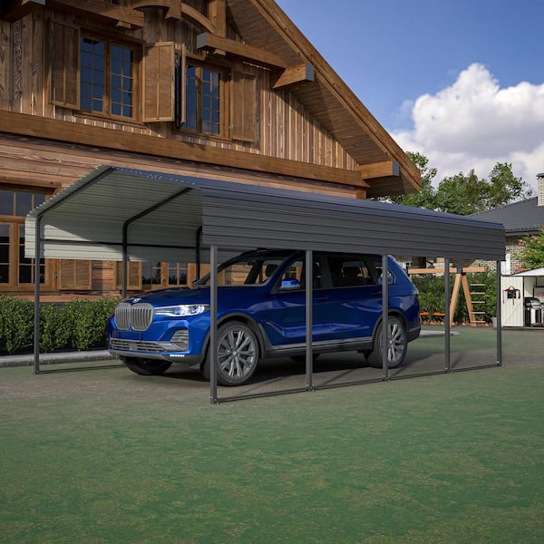 13 ft. W x 20 ft. D x 8.9 ft. H Black Metal Carport Outdoor Car Ports Canopy Garage Car Shelter for Car,SUV,Truck, Boat