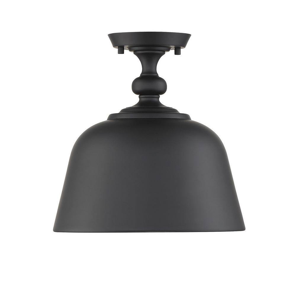 Matte Black Glass and Nickel Semi-Flush Mount Light