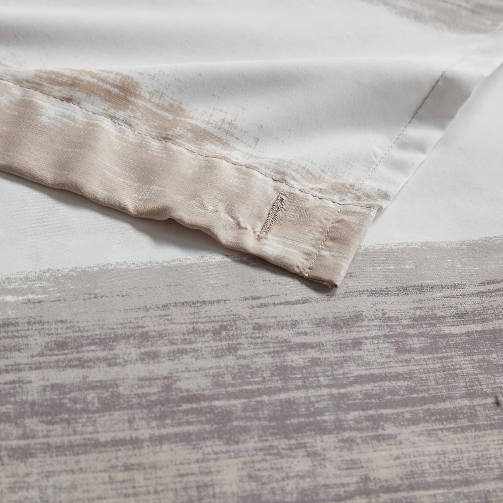 Taupe and Black Watercolor Stripe Shower Curtain with Liner