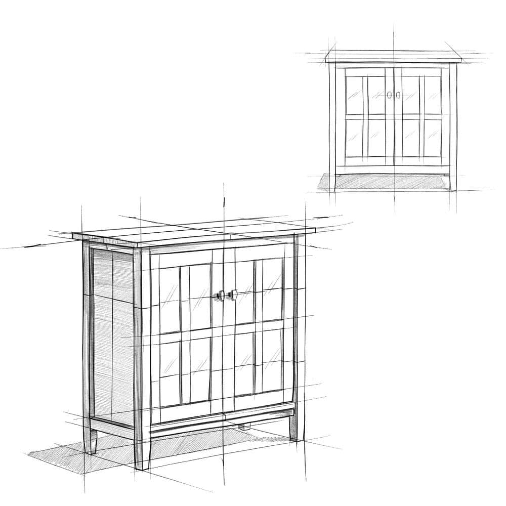 Rustic Distressed Grey Low Cupboard with Tempered Glass Doors