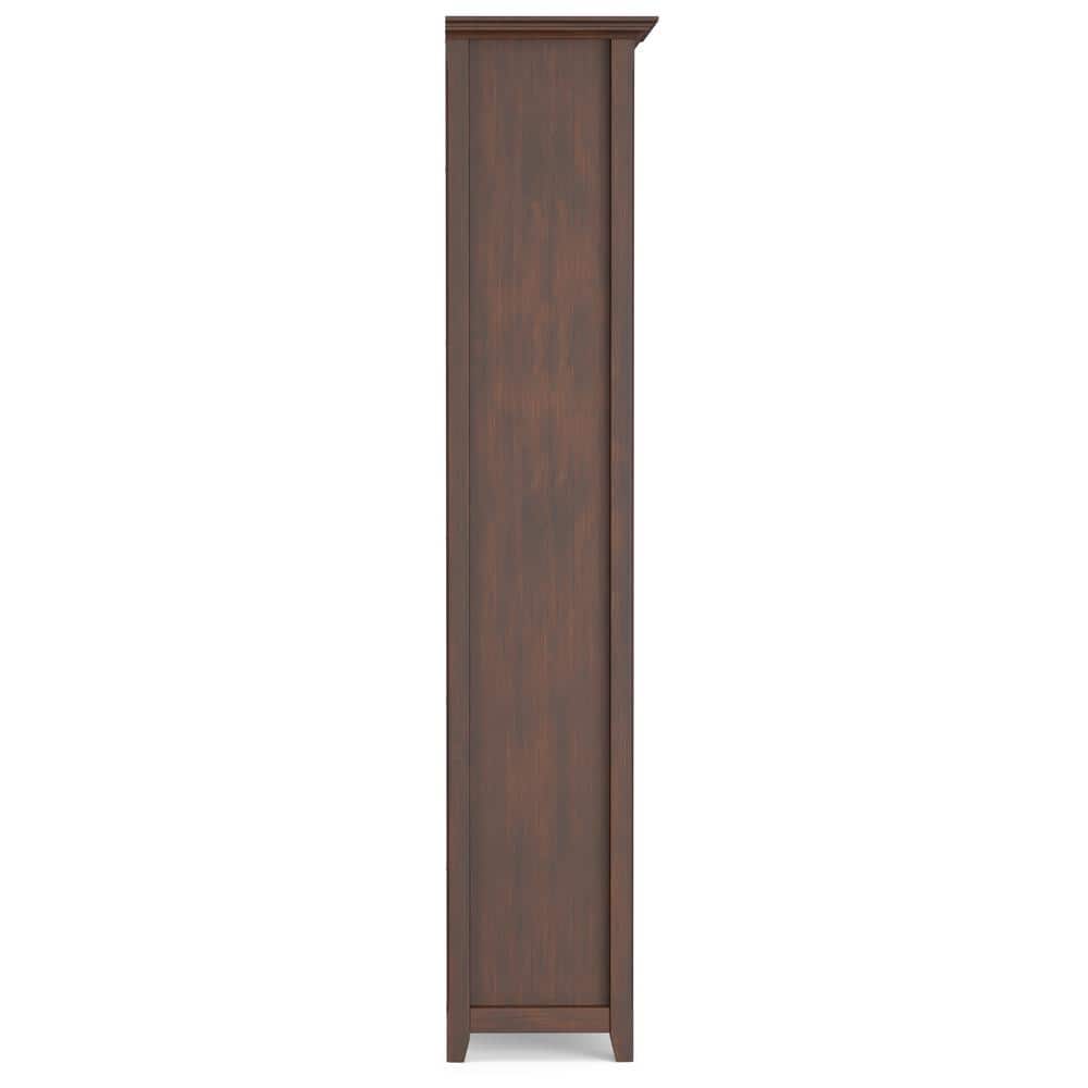 Amherst Adjustable 5-Shelf Solid Wood Bookcase in Russet Brown