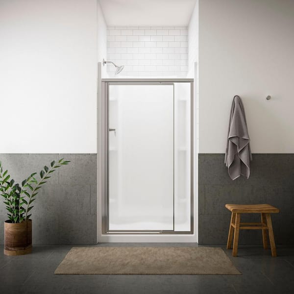 STERLING Vista Pivot II 36-42 in. x 66 in. Framed Pivot Shower Door in Silver with Handle