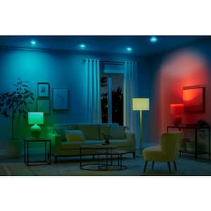 65-Watt Equivalent Smart BR30 Color Changing CEC LED Light Bulb with Voice Control (1-Bulb) Powered by Hubspace