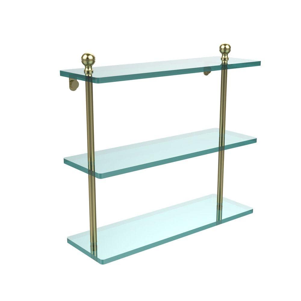 Allied Brass Mambo 16 in. L x 15 in. H x 5 in. W 3-Tier Clear Glass  Bathroom Shelf in Satin Brass MA-5/16-SBR - The Home Depot