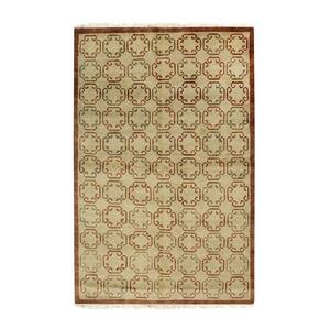 Brown Handmade Wool Transitional Ningxia Rug, 3' x 10'