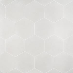 Klyda White 12.6 in. x 14.5 in. Matte Hexagon Porcelain Floor and Wall Tile (10.51 sq. ft. / Case)
