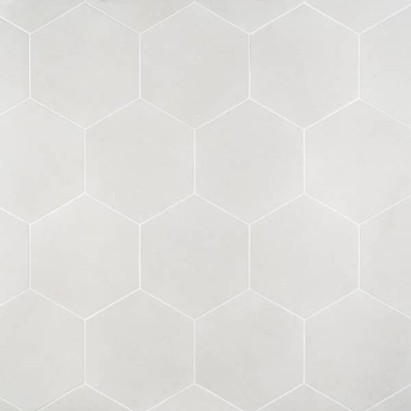 Klyda White 12.6 in. x 14.5 in. Matte Hexagon Porcelain Floor and Wall Tile (10.51 sq. ft. / Case)