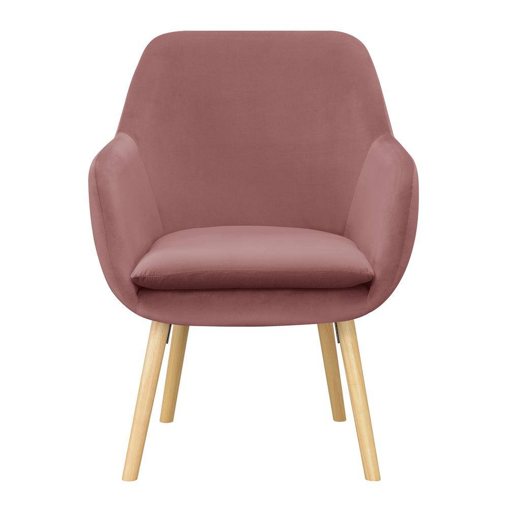 Blush Velvet Accent Chair with Oak Legs