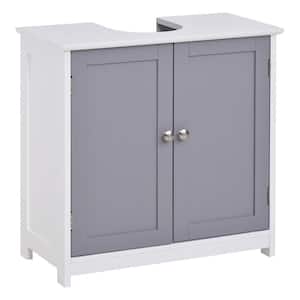23.5 in. W x 11.75 in. D x 23.5 in. H Bath Vanity Cabinet without Top in White and Gray, with U-shape Cut-Out