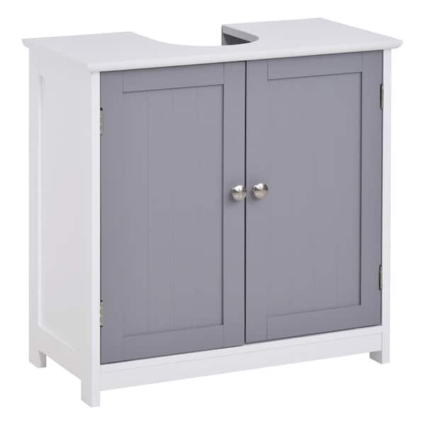 Unbranded 23.5 in. W x 11.75 in. D x 23.5 in. H Bath Vanity Cabinet without Top in White and Gray, with U-shape Cut-Out