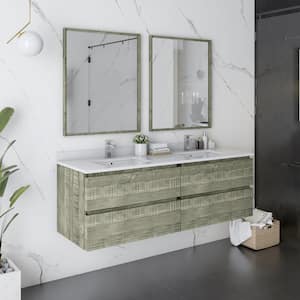 Formosa 60 in. W x 20 in. D x 20 in. H White Double Sinks Bath Vanity in Sage Gray with White Vanity Top and Mirrors