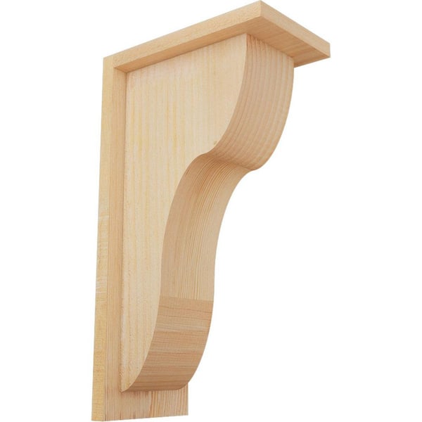 Ekena Millwork 6 in. x 10 in. x 18 in. Douglas Fir Carmel Rough Sawn Corbel with Backplate