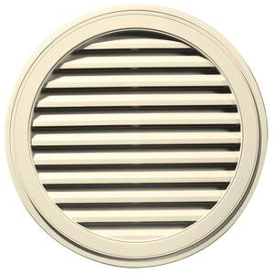 36 in. x 36 in. Round Beige/Bisque Plastic Built-in Screen Gable Louver Vent