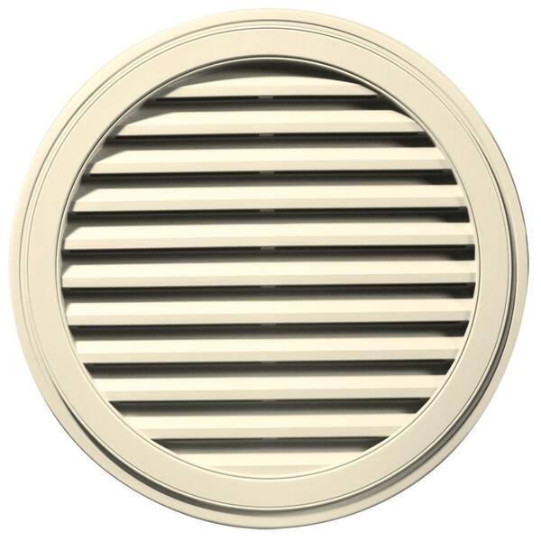 Builders Edge 36 in. x 36 in. Round Beige/Bisque Plastic Built-in Screen Gable Louver Vent