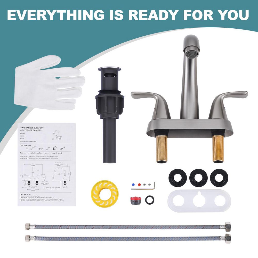 IVIGA 4 in. Centerset Double Handle High Arc Bathroom Faucet with