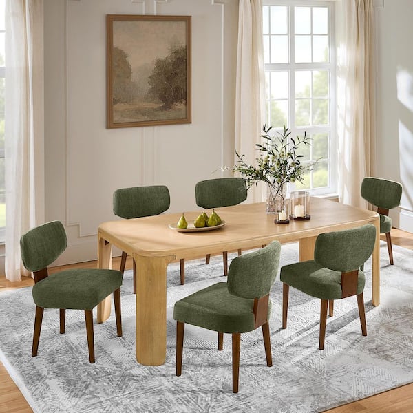 JAYDEN CREATION Lydia Moss Polyester Dining Chair with Solid Wood