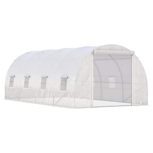 Outsunny 228 in. W x 120 in. D x 84 in. H Walk-In Tunnel Greenhouse with Roll-Up Windows