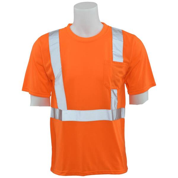 ERB 9601S Men's LG HI Viz Orange Class 2 Short Sleeve Poly Jersey T-Shirt