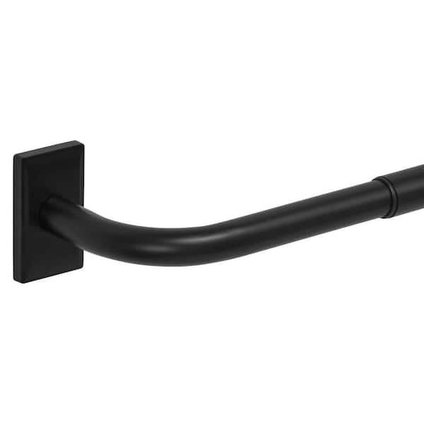 36 in. - 72 in. Adjustable 1 in. Wraparound Single Curtain Rod Kit in Matte Black