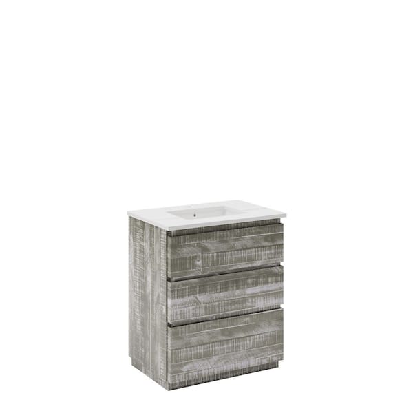 Fresca Formosa 30 in. Single Sink Freestanding Sage Gray Bath Vanity with White Quartz Top and Undermount Ceramic Sink