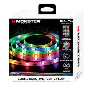 16.4ft Sound Reactive Livingroom Multi-Color Flow Effect LED Amplifier Light Strip with Remote Control