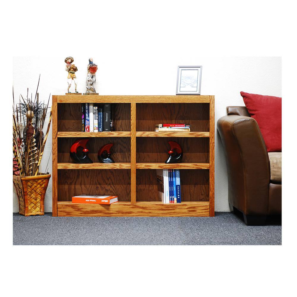 Eco-Friendly Dry Oak Wood Bookcase with Adjustable Shelves