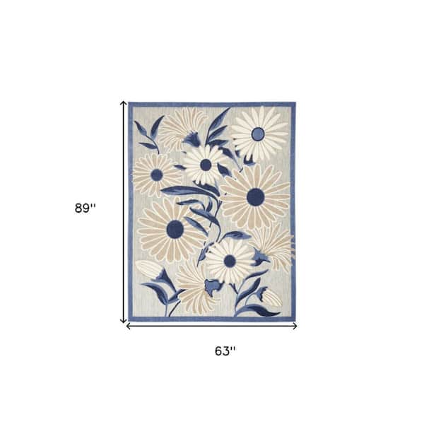Blue, Gray 5 ft. x 8 ft. Woven Polypropylene Rectangle Indoor/Outdoor Area Rug