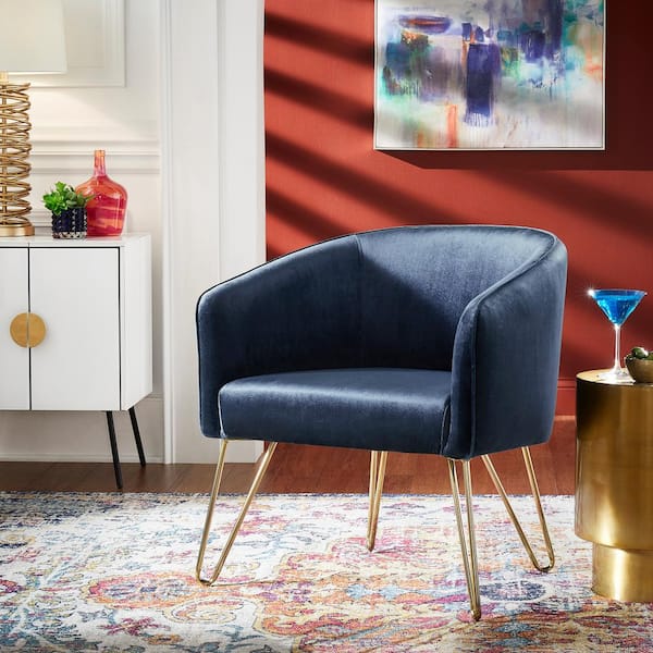 HomeSullivan Gold Blue Velvet Accent Chair