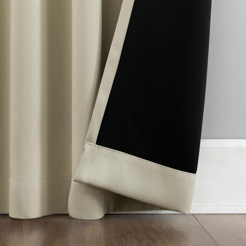 Cream Polyester 96" Blackout Back Tab Curtain Panel Pair