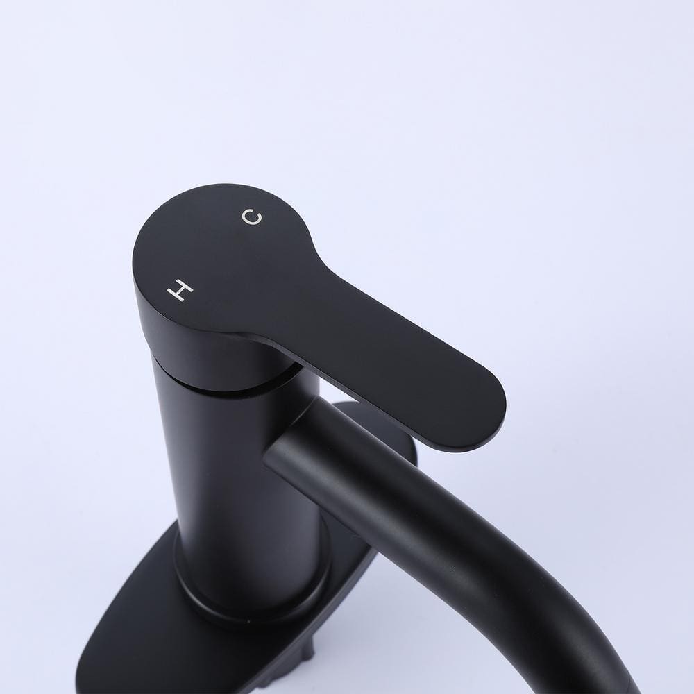 Matte Black Stainless Steel Single-Handle Bathroom Faucet