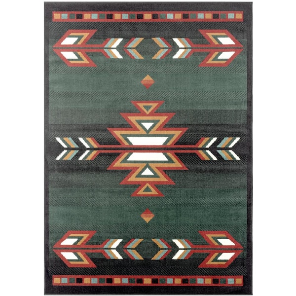 Home Dynamix Premium Sagrada Green/Red 5 ft. x 7 ft. Geometric Polypropylene Area Rug