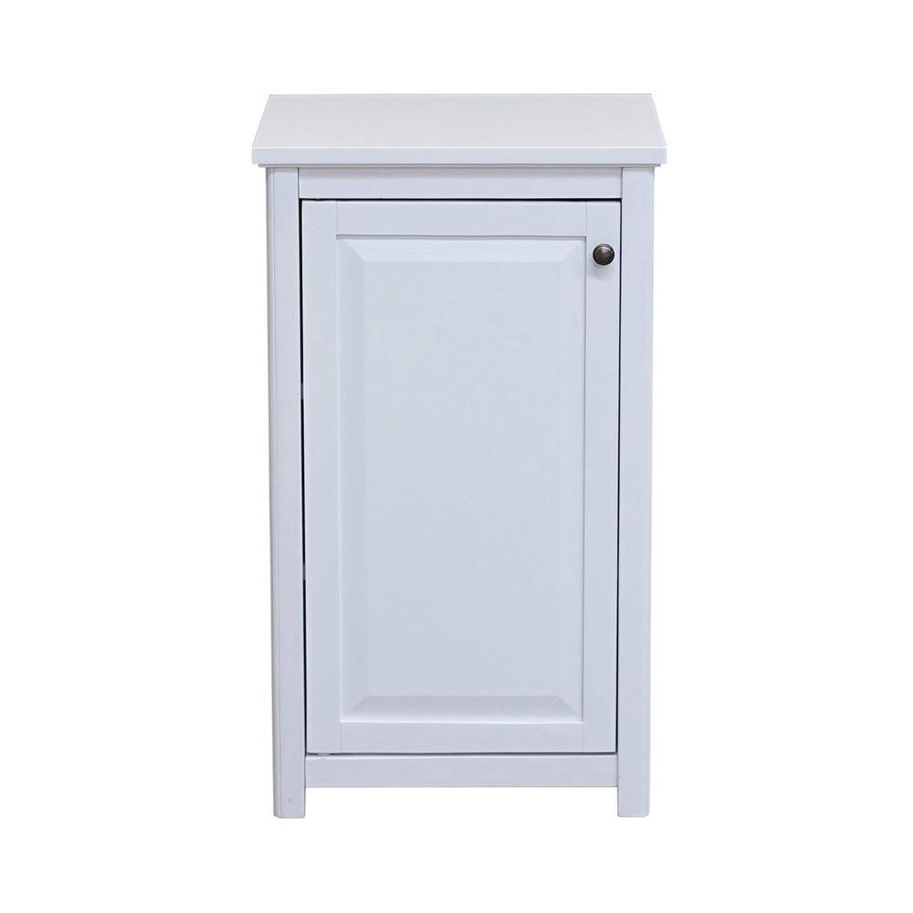 Adjustable White Wood Storage Tower with Doors
