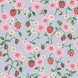 Strawberry Summer Multi-Colored Wallpaper Sample