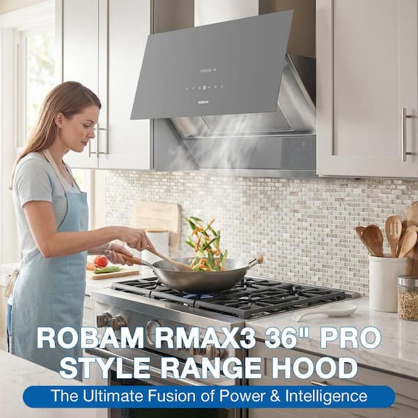 36 in. 1400 CFM Ducted Under Cabinet or Wall Mount Range Hood with Gesture Control, Nano Anti-Stain Coating in Grey
