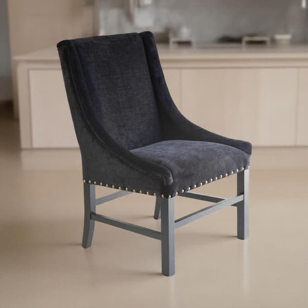 Benjara Wingback Black and Gray Fabric Accent Chair with Wingback (Set of 2)