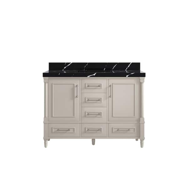 Willow Collections Hudson 48 in. W x 22 in. D x 36 in. H Single Sink Bath Vanity in Fine Grain with 2 in. Calacatta Black Quartz Top