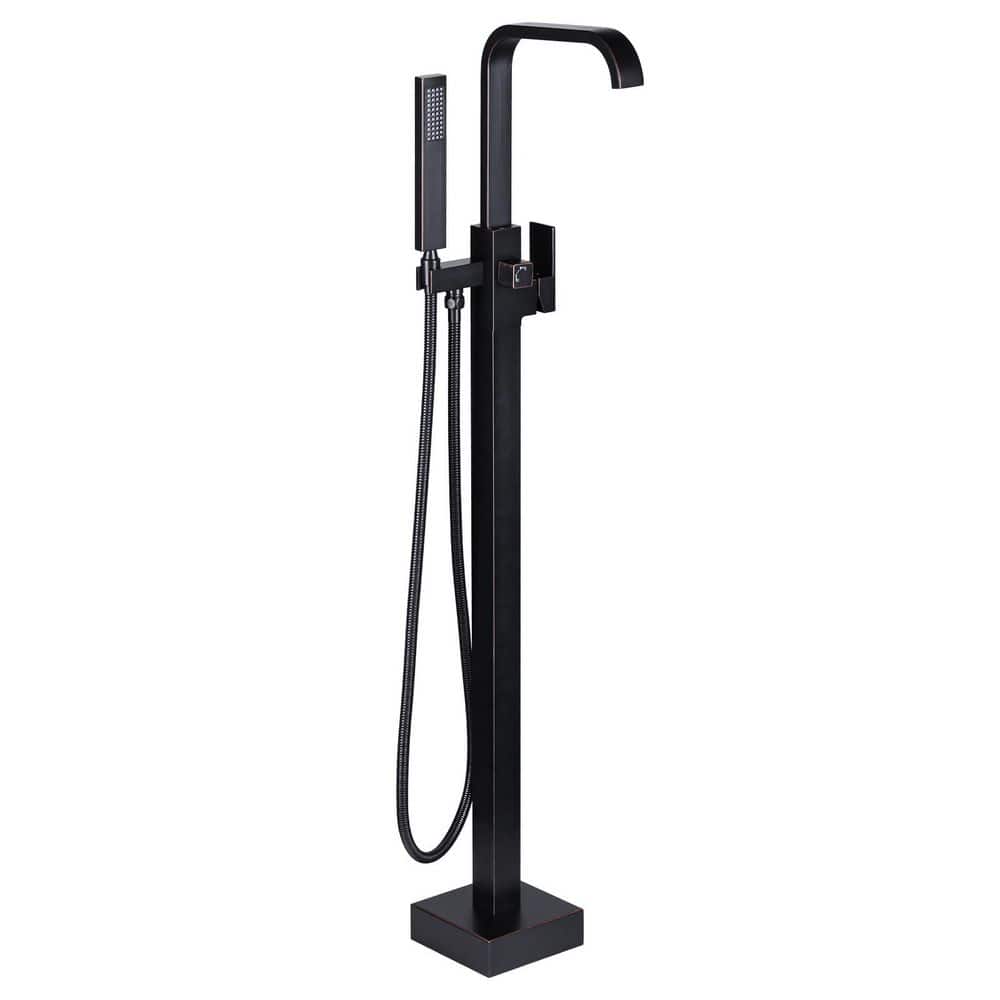 Waterfall Single-Handle Freestanding Tub Faucet with Hand Shower,Brass Floor Mounted Tub Filler in Oil Rubbed Bronze price history on PriceWatchPro