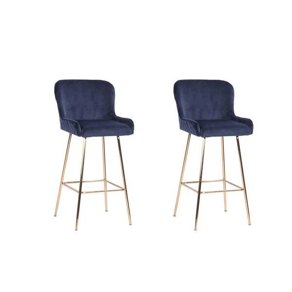 navy stool with metal legs