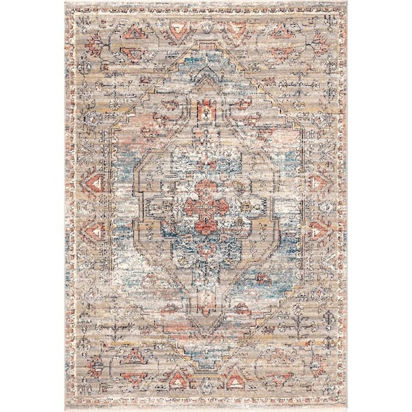 nuLOOM Marley Cardinal Cartouche 4 ft. x 6 ft. Beige Traditional Area Rug