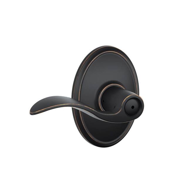 Schlage Siena- Wakefield Matte Black Interior Bed/Bath No Deadbolt Privacy Door Knob At