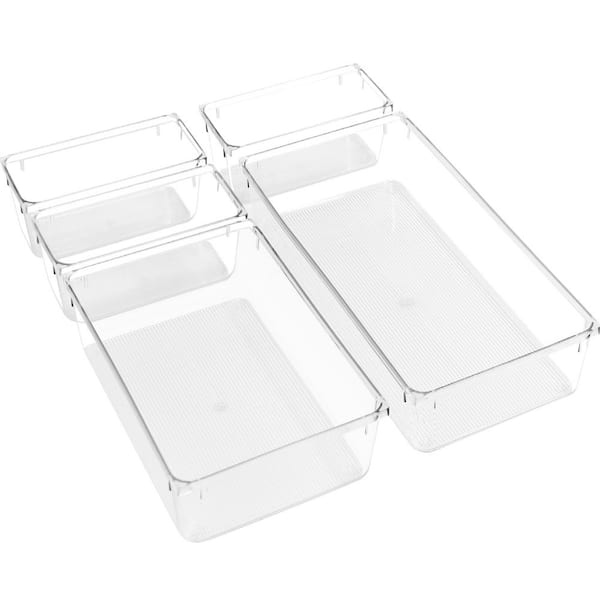 Sorbus 5-Piece Set Stackable Cosmetic Organizer Clear