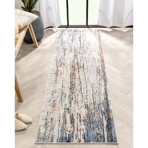 Envie Teramo Blue 2 ft. 3 in. x 7 ft. 3 in. Abstract Pattern Geometric Stripes Runner Area Rug