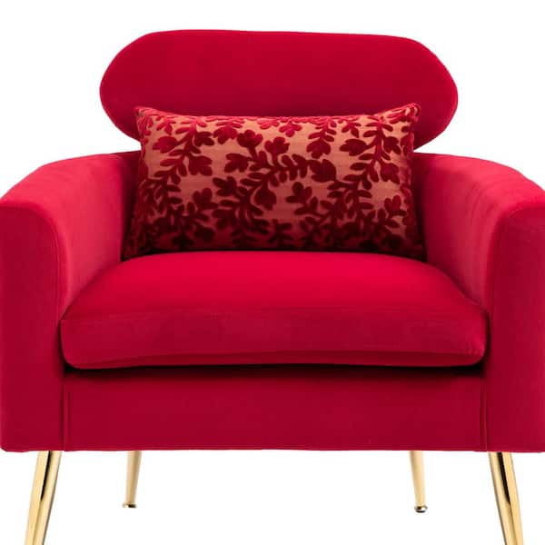 ATHMILE Rose Red Velvet Accent Chair (Set of 1)