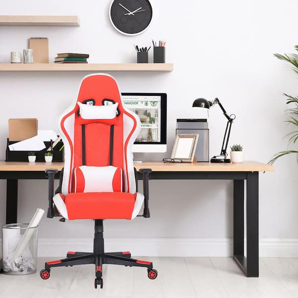 Deco Gear Ergonomic Red Gaming Chair, Head and Lumbar Support with